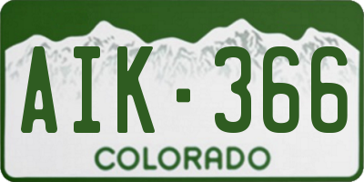 CO license plate AIK366