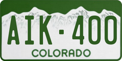 CO license plate AIK400
