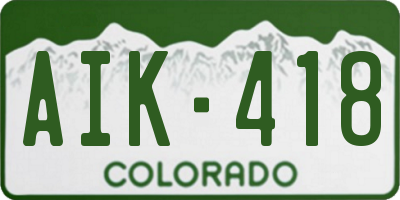CO license plate AIK418