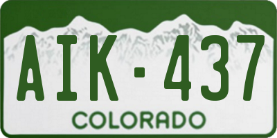 CO license plate AIK437