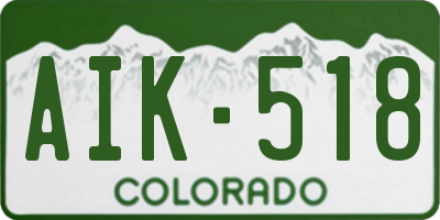 CO license plate AIK518