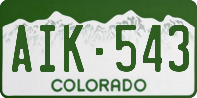CO license plate AIK543