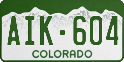 CO license plate AIK604