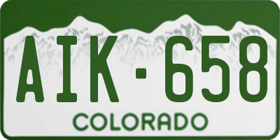CO license plate AIK658