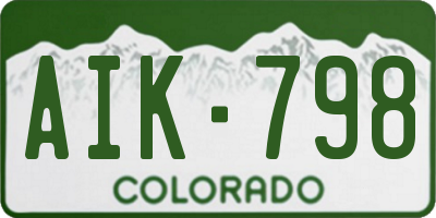 CO license plate AIK798
