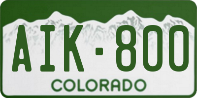 CO license plate AIK800