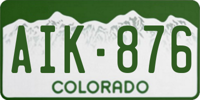 CO license plate AIK876