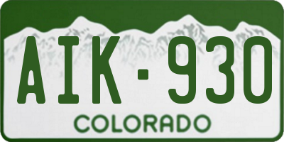 CO license plate AIK930