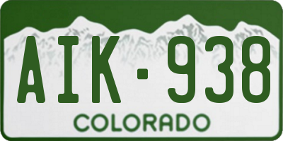 CO license plate AIK938