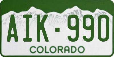 CO license plate AIK990
