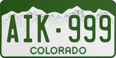 CO license plate AIK999