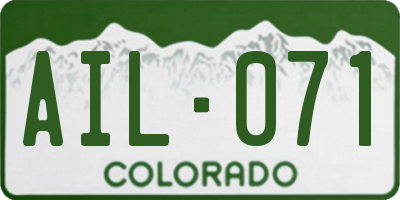 CO license plate AIL071