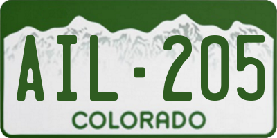 CO license plate AIL205