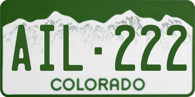 CO license plate AIL222