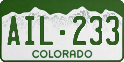 CO license plate AIL233