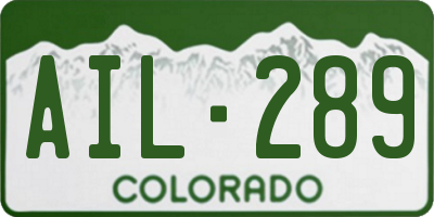 CO license plate AIL289