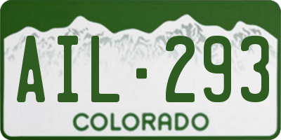 CO license plate AIL293