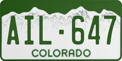 CO license plate AIL647
