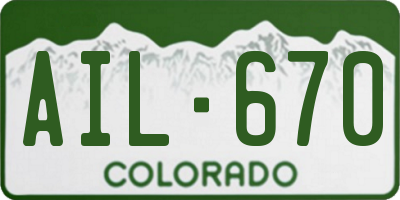 CO license plate AIL670