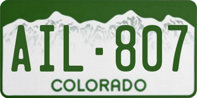 CO license plate AIL807