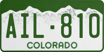 CO license plate AIL810