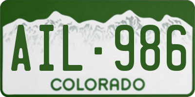 CO license plate AIL986