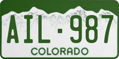 CO license plate AIL987