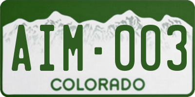 CO license plate AIM003