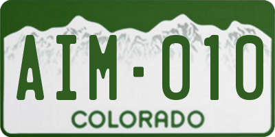 CO license plate AIM010