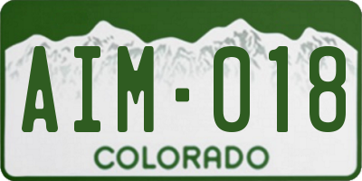 CO license plate AIM018