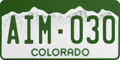 CO license plate AIM030