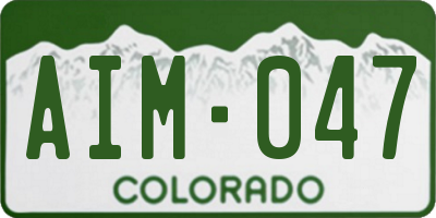 CO license plate AIM047