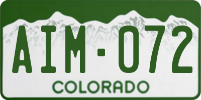 CO license plate AIM072