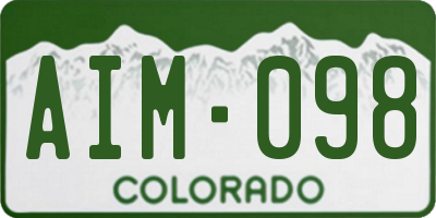CO license plate AIM098
