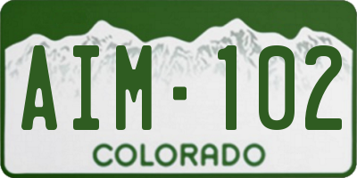 CO license plate AIM102