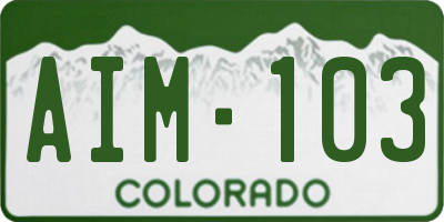 CO license plate AIM103