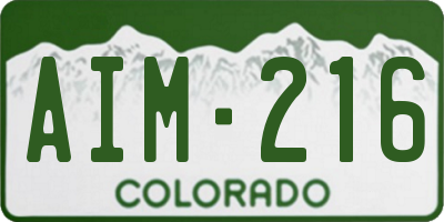 CO license plate AIM216