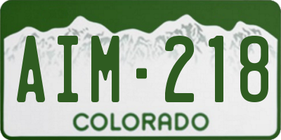 CO license plate AIM218