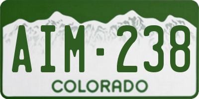 CO license plate AIM238