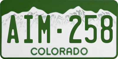 CO license plate AIM258
