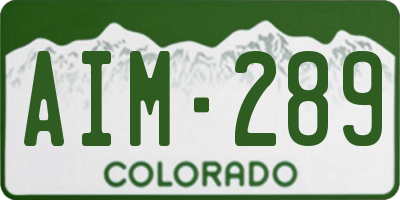 CO license plate AIM289