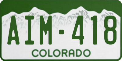 CO license plate AIM418