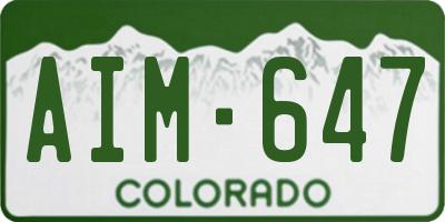 CO license plate AIM647