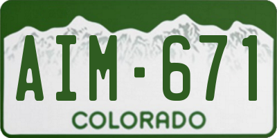 CO license plate AIM671