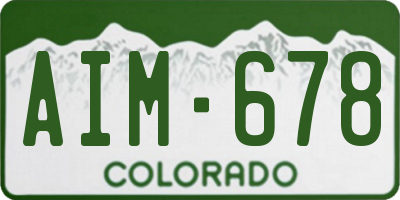 CO license plate AIM678