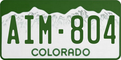 CO license plate AIM804