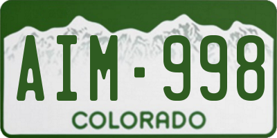 CO license plate AIM998