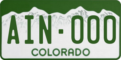 CO license plate AIN000