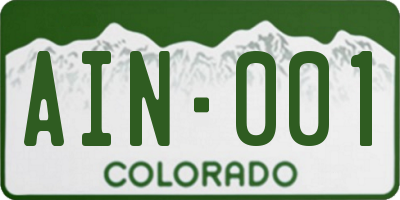 CO license plate AIN001