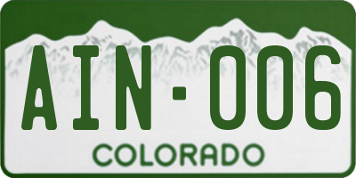 CO license plate AIN006